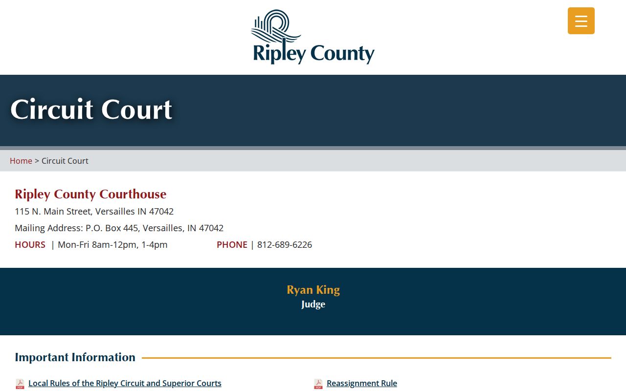 Ripley Circuit Court contact for county arrest warrants