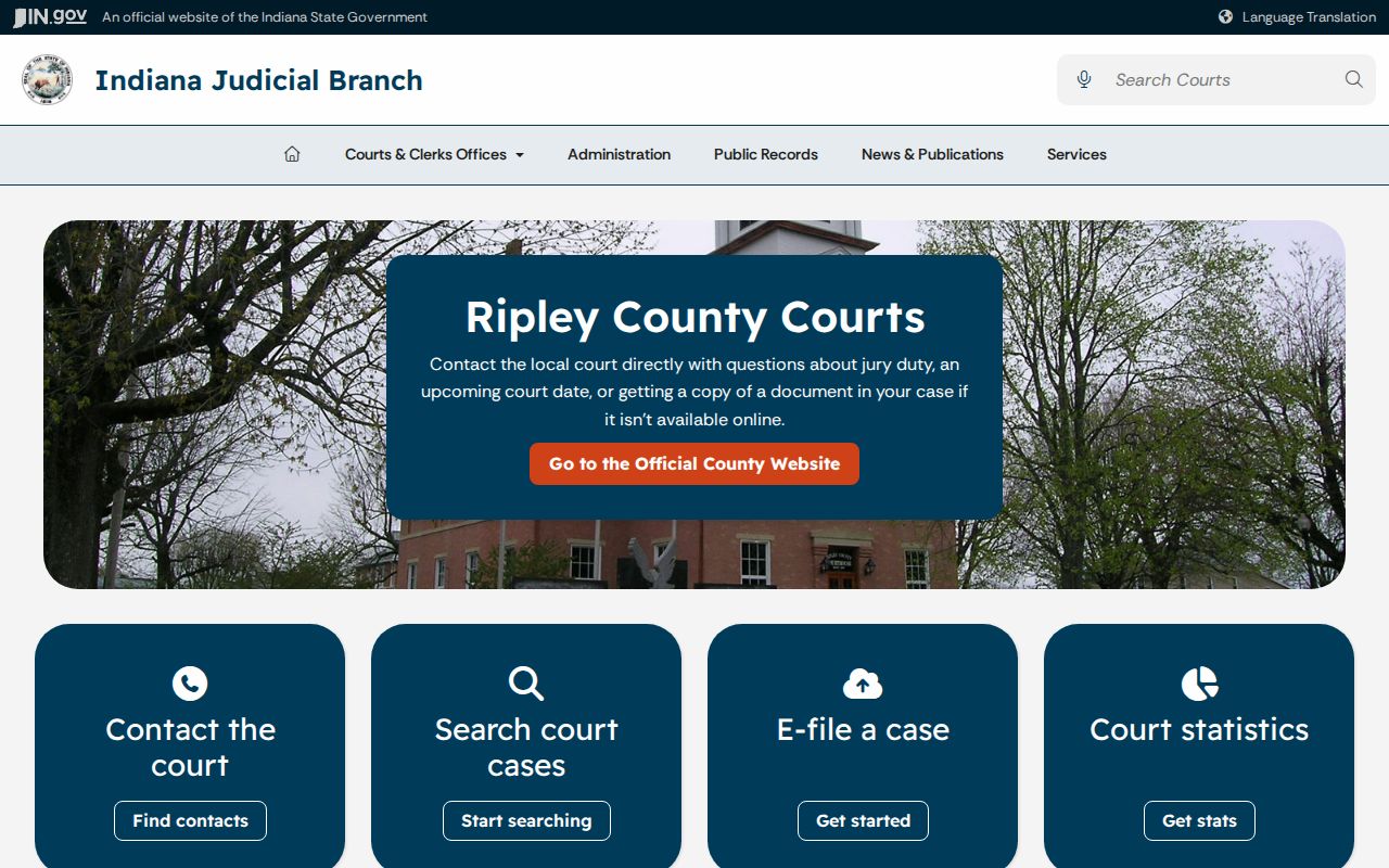 State court hub for Ripley County active warrants