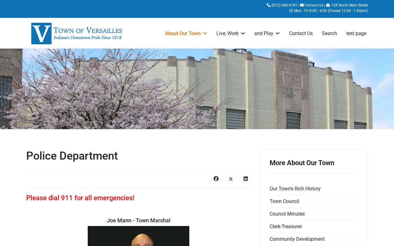Versailles warrant records and Town Marshal contact information